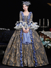Robe de costume Marie-Antoinette en jacquard de polyester à volants bleu rétro pour femme costume rétro du XVIIIe siècle