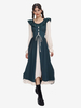 Robe De Costume Plissée Rétro Col En Volant Femme Déguisement Vintage