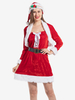 Robe de costumes de Noël de fête rouge pour femmes avec cape