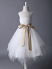 Robe De Cérémonie Fille Ivoire Robe De Mariage Fille Avec Ceinture Robe De Baptême Fille En Tulle