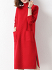Robe de Côtelé Robe Pull Longue Femme à Col Montant avec Manches Longues Unicolore