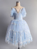 Robe De Danse Ballet Bleu Ballerine Femmes Enfants Paillettes Dentelle Fleurie Costume