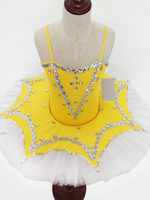 Robe de danse de ballet jaune perles robe tutu paillettes Ballerina Déguisements Halloween