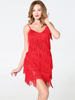 Robe de Danse Latine 2021 Rouge Frange Paillettess Polyester Robe Costume de Danse Déguisements Halloween