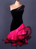 Robe de danse latine danse latine Costume Organza une épaule sans manches dos nu deux tons ondulations irrégulières Déguisements Halloween