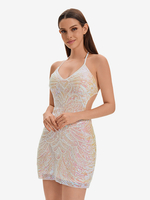 Robe De Danse Latine Des Années 1970 Ensemble Dos Nu À Paillettes Franges Sexy