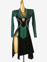 Robe De Danse Latine Fendue Vert Foncé Pour Femmes Costume De Danse