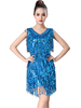 Robe de danse latine Robe à sequins et franges pour femmes Déguisements Halloween