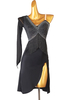 Robe de danse latine Robes de Strass Femmes Noir Épaule Opond Bullcon Sexy Polyester Robe Danse Porter