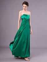 Robe de demoiselle dhonneur bustier vert foncé avec plissé