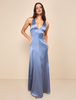 Robe de demoiselle dhonneur col en V dos croisé dos nu robes longues pour fête de mariage