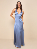 Robe de demoiselle dhonneur col en V dos croisé dos nu robes longues pour fête de mariage