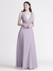 Robe de demoiselle dhonneur col en V froncée en mousseline de soie ligne a robes longues pour fête de mariage