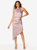 Robe de demoiselle dhonneur courte dos nu froncée robes de soirée de mariage asymétriques