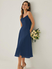 Robe de demoiselle dhonneur courte en mousseline de soie sans manches fermeture éclair col carré robes de soirée de mariage