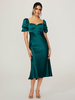 Robe de demoiselle dhonneur courte élastique en soie comme du Satin manches courtes dos nu col en cœur robes de soirée de mariage