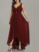 Robe De Demoiselle Dhonneur De Taille Plus En Mousseline De Soie Une Ligne Vneck Asymétrique Robe De Bal De Mariage Robes De Fête
