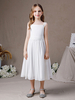 Robe de demoiselle dhonneur en dentelle Bretelles en dentelle Robe mi-longue simple pour enfants