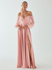 Robe de demoiselle dhonneur en mousseline de soie coupe trapèze longueur au sol robe de soirée de mariage