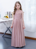 Robe de demoiselle dhonneur en mousseline de soie plissée col bijou sans manches rose lotus