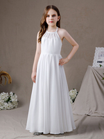 Robe de demoiselle dhonneur en mousseline de soie plissée dos nu sans manches Ivoire