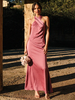 Robe de demoiselle dhonneur en soie élastique comme du satin robe de bal longueur au sol robe de soirée de mariage