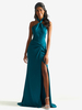 Robe de demoiselle dhonneur en tissu satiné gaine longueur au sol robe de soirée de mariage