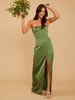 Robe de demoiselle dhonneur en tissu satiné gaine longueur au sol robe de soirée de mariage