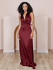 Robe de demoiselle dhonneur en tissu satiné ligne a longueur au sol robes formelles