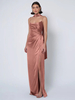 Robe de demoiselle dhonneur en tissu satiné robe de bal longueur au sol robe de soirée de mariage