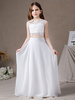 Robe de demoiselle dhonneur fille dentelle dentelle col bijou sans manches ivoire