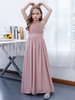 Robe de demoiselle dhonneur fille dentelle dentelle col bijou sans manches rose lotus