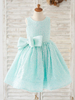Robe de demoiselle dhonneur fille nœuds à paillettes col bijou sans manches vert menthe