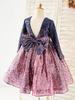 Robe de demoiselle dhonneur fille nœuds paillettes col bijou manches longues rose