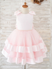 Robe de demoiselle dhonneur fille Tulle Nœuds Col bijou Sans manches Rose