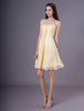 Robe de demoiselle dhonneur jonquille avec mousseline de soie une ligne bretelles cou perles style robe de soirée courte Milanoo