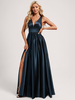 Robe de demoiselle dhonneur robe de bal longueur au sol fermeture éclair élastique en soie comme robe de bal en satin
