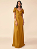 Robe de demoiselle dhonneur robe de bal longueur au sol fermeture éclair soie élastique comme du satin robes formelles