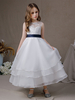 Robe de demoiselle dhonneur robe de princesse sans manches ceinture simple robe mi-longue pour enfants