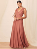 Robe de demoiselle dhonneur rose foncé sans manches dos nu en mousseline de soie une ligne étage longueur robe de soirée de mariage
