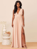 Robe de demoiselle dhonneur rose mousseline de soie sans manches dos nu fermeture éclair une ligne longueur de plancher robes formelles