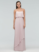 Robe de demoiselle dhonneur rose poussé en mousseline de soie Maxi robe de soirée sans bretelles une robe doccasion en ligne