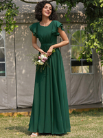 Robe de demoiselle dhonneur trapèze longueur au sol fermeture éclair en mousseline robe de soirée de mariage