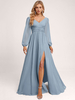 Robe de demoiselle dhonneur trapèze longueur au sol fermeture éclair robes formelles en mousseline de soie