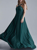 Robe de demoiselle dhonneur une ligne avec train dos nu polyester robe de soirée de mariage vert foncé