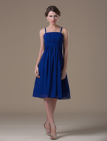 robe de demoiselle d’honneur à bretelles bleu Royal dos-nu en mousseline de soie robe de soirée