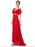 Robe de demoiselle honneur honneur en mousseline de soie Robe de soirée courte en mousseline de soie Robe de soirée à manches courtes
