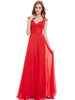 Robe de demoiselle honneur rouge en mousseline de soie Long Robes de bal 2021 Queen Anne Neckline Sequin Ruched Sleeveless Occasion