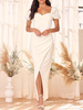 Robe de fiançée robe de mariage col en coeur manche courte jupe fendue