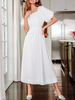 Robe de fiançée robe de mariage col rond manhce courte à la cheville